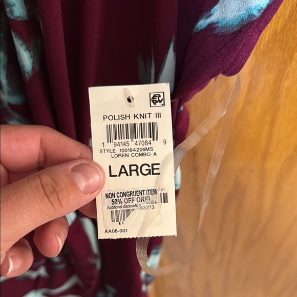 INC International Concepts Red Asymmetrical Cap Sleeve Blouse - Picture 3 of 4